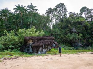 Steffen läuft über einen wunderschönen Naturstrand im Bako Nationalpark.
