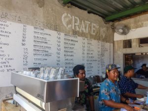 Die Karte des Crate Cafe in Canggu.